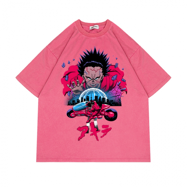 Akira Anime Surrounding Direct Spray Technology Colorful Wash Short Sleeve T-shirt from S to 2XL
