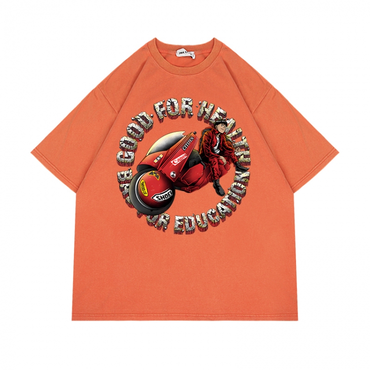 Akira Anime Surrounding Direct Spray Technology Colorful Wash Short Sleeve T-shirt from S to 2XL