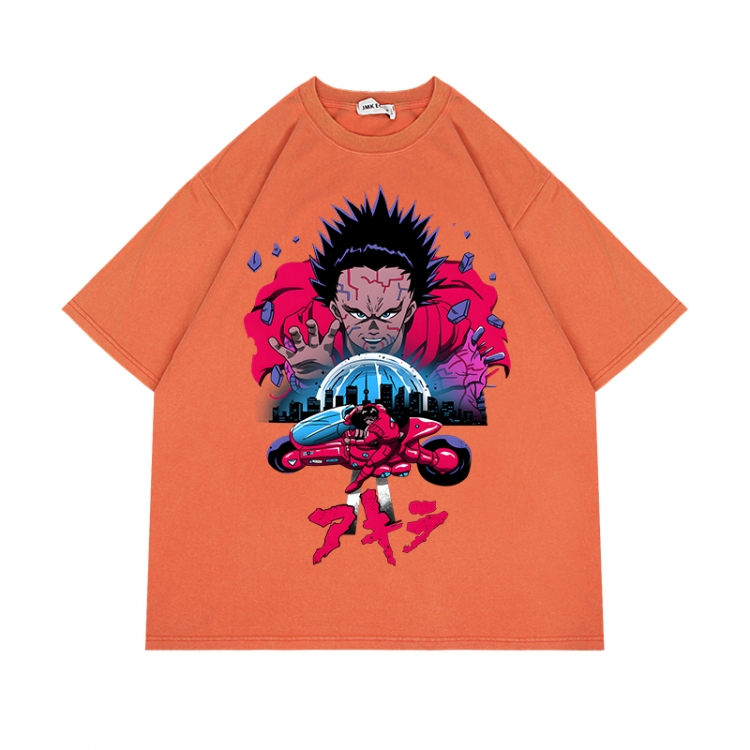 Akira Anime Surrounding Direct Spray Technology Colorful Wash Short Sleeve T-shirt from S to 2XL