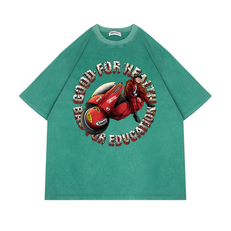 Akira Anime Surrounding Direct Spray Technology Colorful Wash Short Sleeve T-shirt from S to 2XL