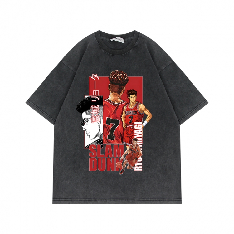 Slam Dunk Anime Surrounding Direct Spray Technology Colorful Wash Short Sleeve T-shirt from S to 2XL