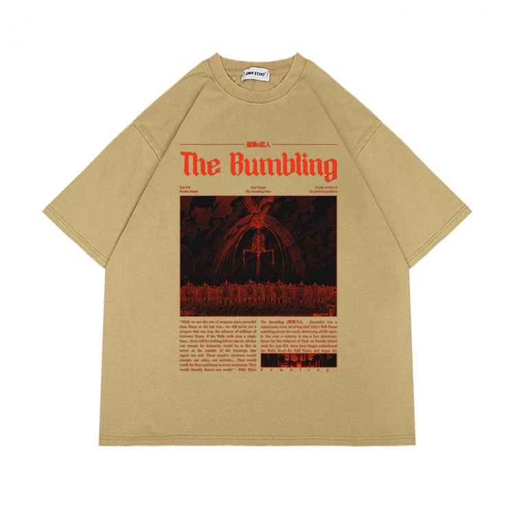 Shingeki no Kyojin Anime Surrounding Direct Spray Technology Colorful Wash Short Sleeve T-shirt from S to 2XL