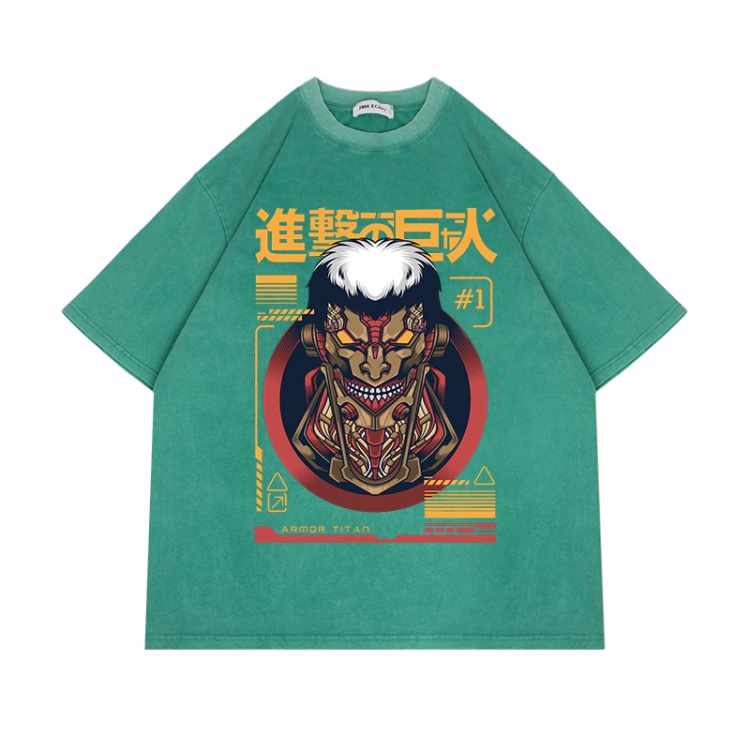 Shingeki no Kyojin Anime Surrounding Direct Spray Technology Colorful Wash Short Sleeve T-shirt from S to 2XL