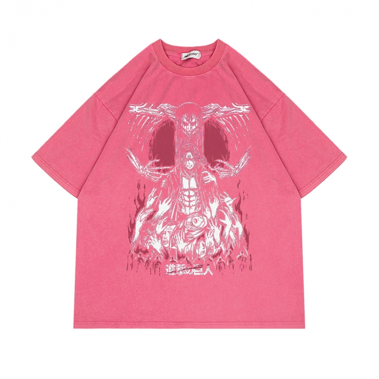 Shingeki no Kyojin Anime Surrounding Direct Spray Technology Colorful Wash Short Sleeve T-shirt from S to 2XL