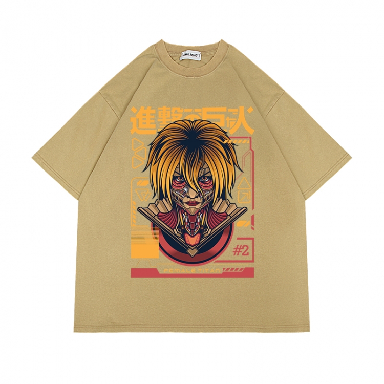 Shingeki no Kyojin Anime Surrounding Direct Spray Technology Colorful Wash Short Sleeve T-shirt from S to 2XL