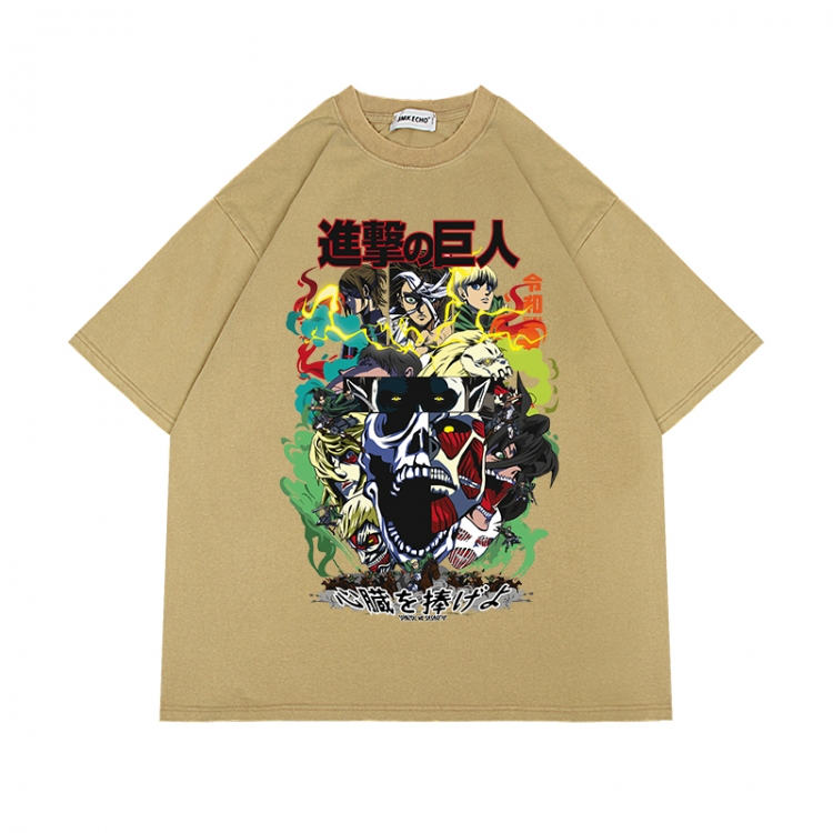Shingeki no Kyojin Anime Surrounding Direct Spray Technology Colorful Wash Short Sleeve T-shirt from S to 2XL