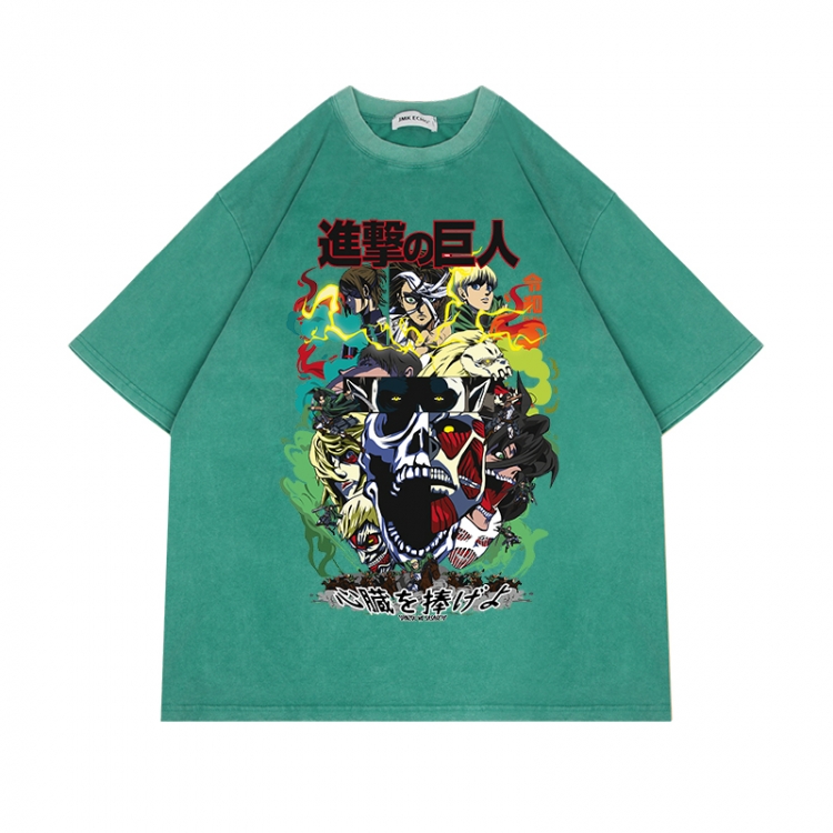 Shingeki no Kyojin Anime Surrounding Direct Spray Technology Colorful Wash Short Sleeve T-shirt from S to 2XL
