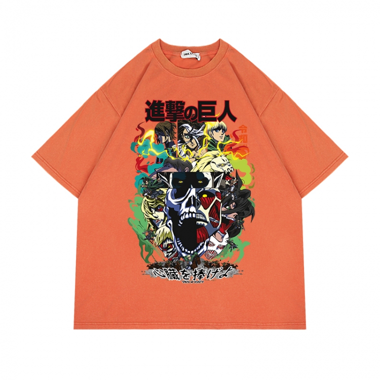 Shingeki no Kyojin Anime Surrounding Direct Spray Technology Colorful Wash Short Sleeve T-shirt from S to 2XL