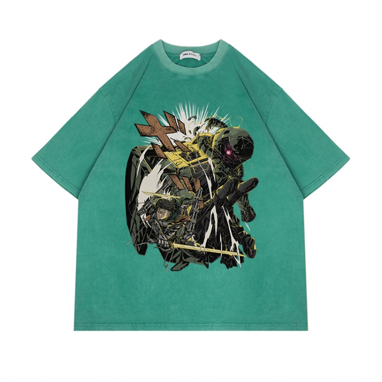 Shingeki no Kyojin Anime Surrounding Direct Spray Technology Colorful Wash Short Sleeve T-shirt from S to 2XL