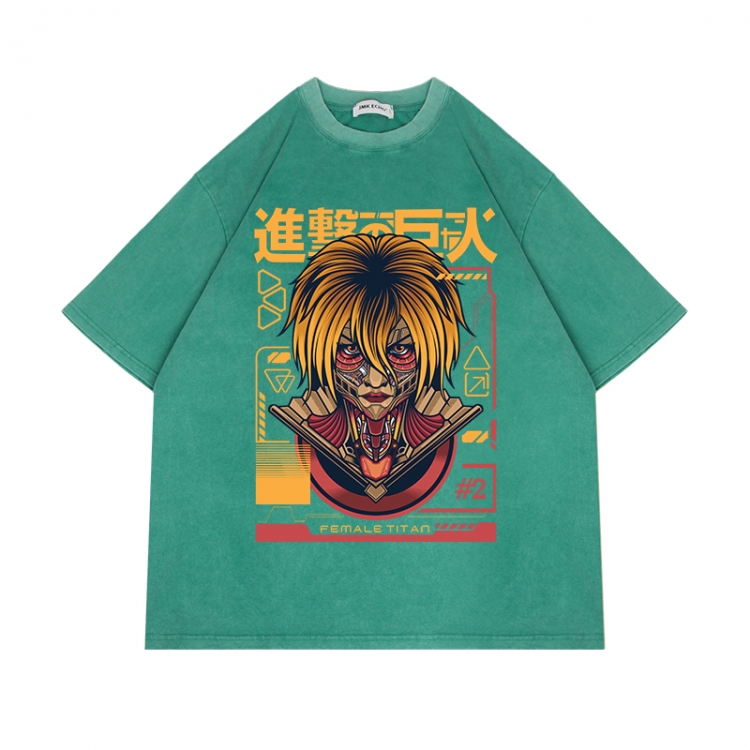 Shingeki no Kyojin Anime Surrounding Direct Spray Technology Colorful Wash Short Sleeve T-shirt from S to 2XL