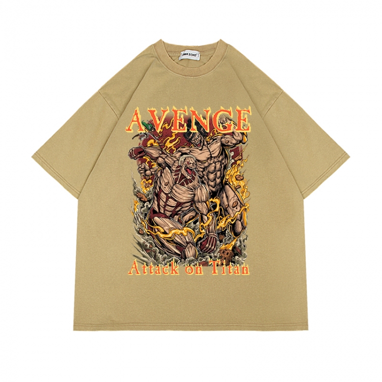 Shingeki no Kyojin Anime Surrounding Direct Spray Technology Colorful Wash Short Sleeve T-shirt from S to 2XL