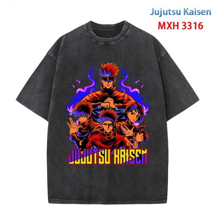 Jujutsu Kaisen Anime peripheral pure cotton washed and worn T-shirt from S to 4XL  MXH-3316