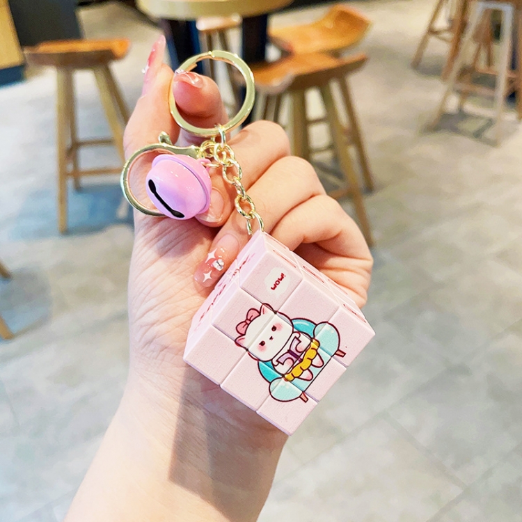 Rubiks Cube Bell Series 3D Car Keychain Bag Hanging Accessories  price for 5 pcs