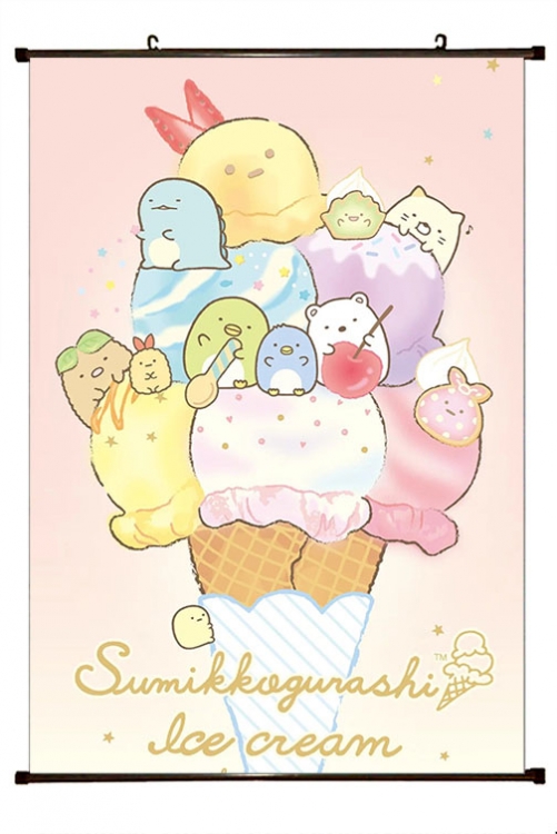 sumikkogurashi Anime black Plastic rod Cloth painting Wall Scroll 60X90CM J3-23