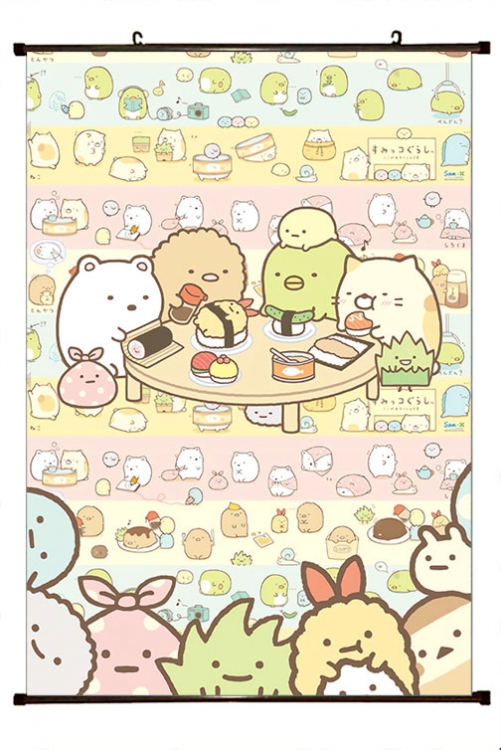 sumikkogurashi Anime black Plastic rod Cloth painting Wall Scroll 60X90CM  J3-45
