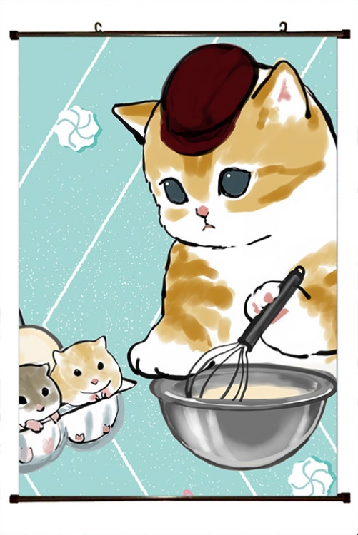 SharkCat  Anime black Plastic rod Cloth painting Wall Scroll 60X90CM  S4-28