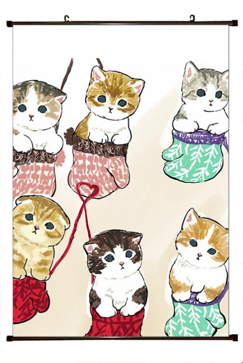 SharkCat  Anime black Plastic rod Cloth painting Wall Scroll 60X90CM S4-44