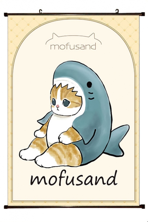 SharkCat  Anime black Plastic rod Cloth painting Wall Scroll 60X90CM  S4-57