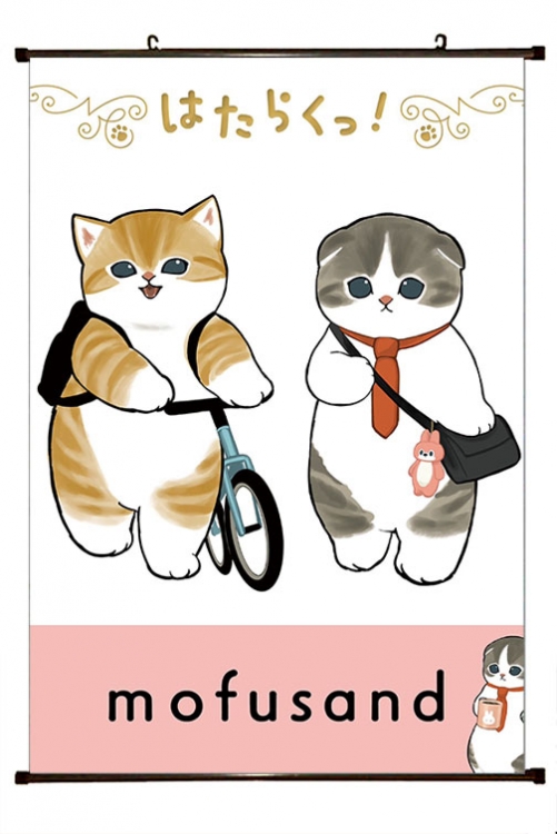 SharkCat  Anime black Plastic rod Cloth painting Wall Scroll 60X90CM S4-47