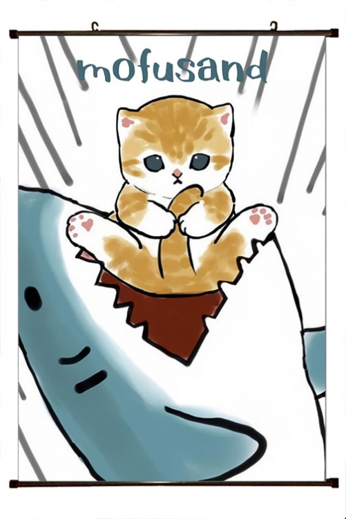 SharkCat  Anime black Plastic rod Cloth painting Wall Scroll 60X90CM S4-74