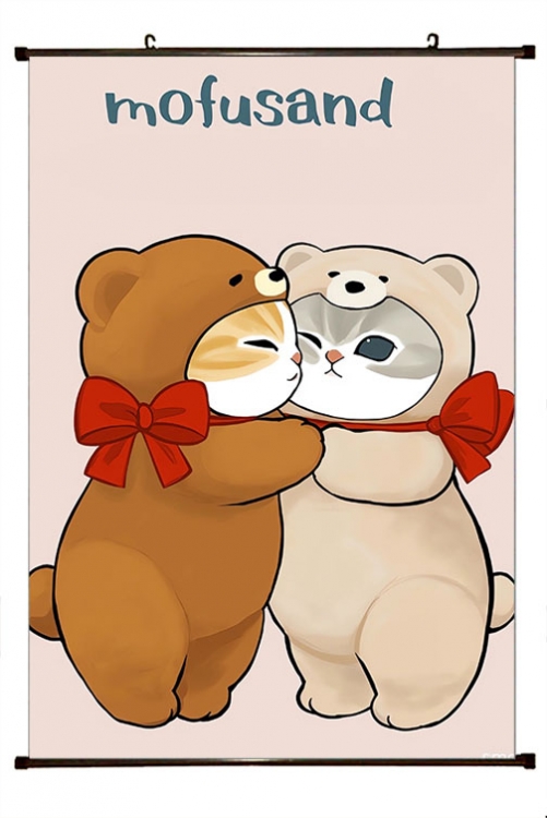 SharkCat  Anime black Plastic rod Cloth painting Wall Scroll 60X90CM  S4-4