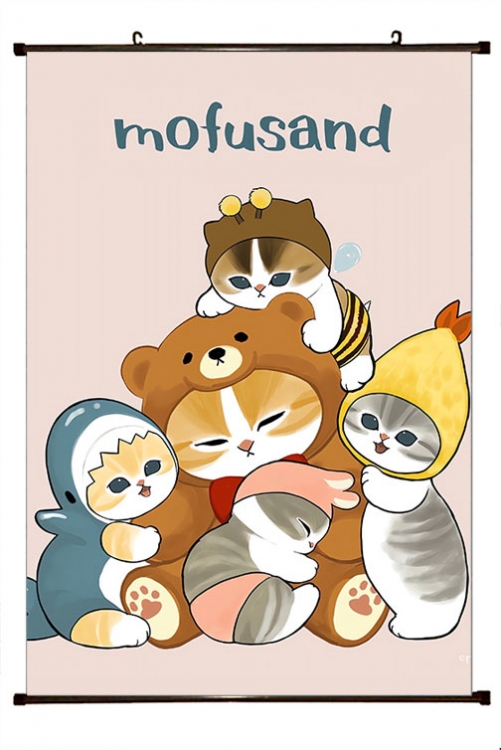 SharkCat  Anime black Plastic rod Cloth painting Wall Scroll 60X90CM  S4-5