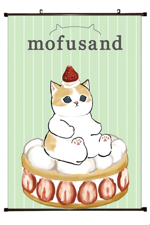 SharkCat  Anime black Plastic rod Cloth painting Wall Scroll 60X90CM  S4-2