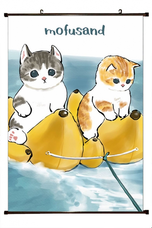 SharkCat  Anime black Plastic rod Cloth painting Wall Scroll 60X90CM  S4-76