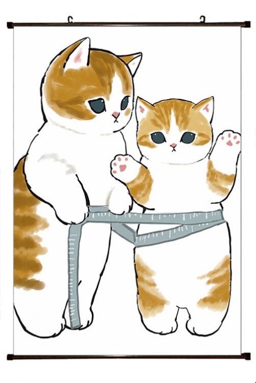 SharkCat  Anime black Plastic rod Cloth painting Wall Scroll 60X90CM  S4-22