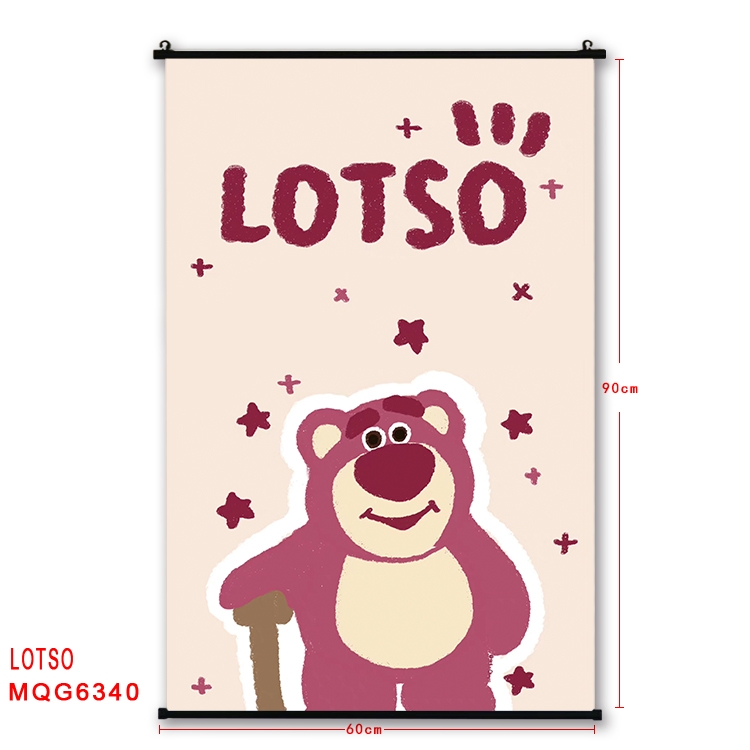 Strawberry Bear cartoon black Plastic rod Cloth painting Wall Scroll 60X90CM  MQG-6340