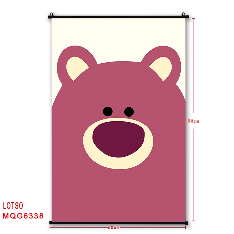 Strawberry Bear cartoon black Plastic rod Cloth painting Wall Scroll 60X90CM MQG-6338
