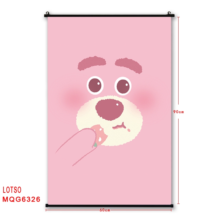 Strawberry Bear cartoon black Plastic rod Cloth painting Wall Scroll 60X90CM MQG-6326