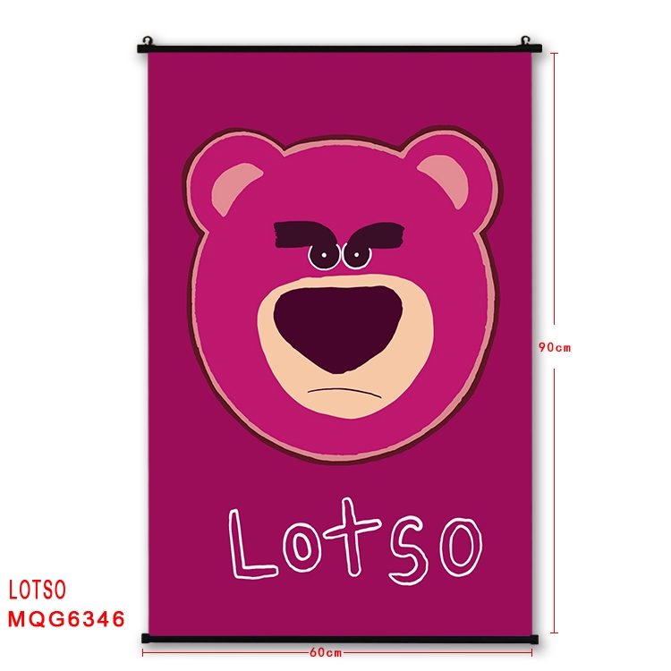 Strawberry Bear cartoon black Plastic rod Cloth painting Wall Scroll 60X90CM MQG-6346