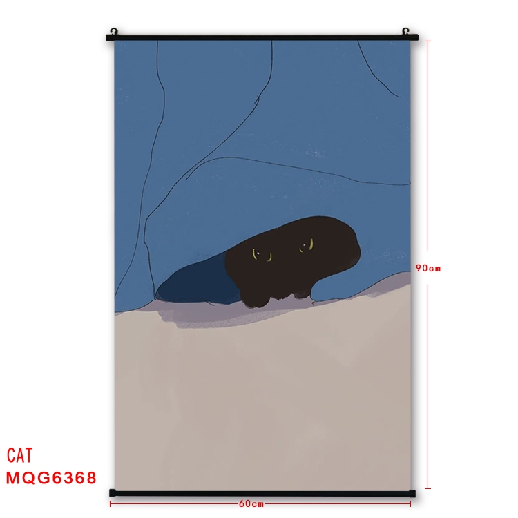 cat cartoon black Plastic rod Cloth painting Wall Scroll 60X90CM MQG-6368
