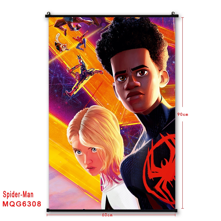 Spiderman Anime black Plastic rod Cloth painting Wall Scroll 60X90CM  MQG-6308