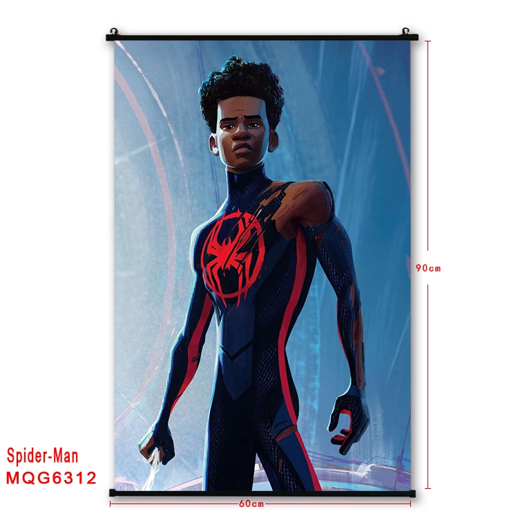 Spiderman Anime black Plastic rod Cloth painting Wall Scroll 60X90CM MQG-6312