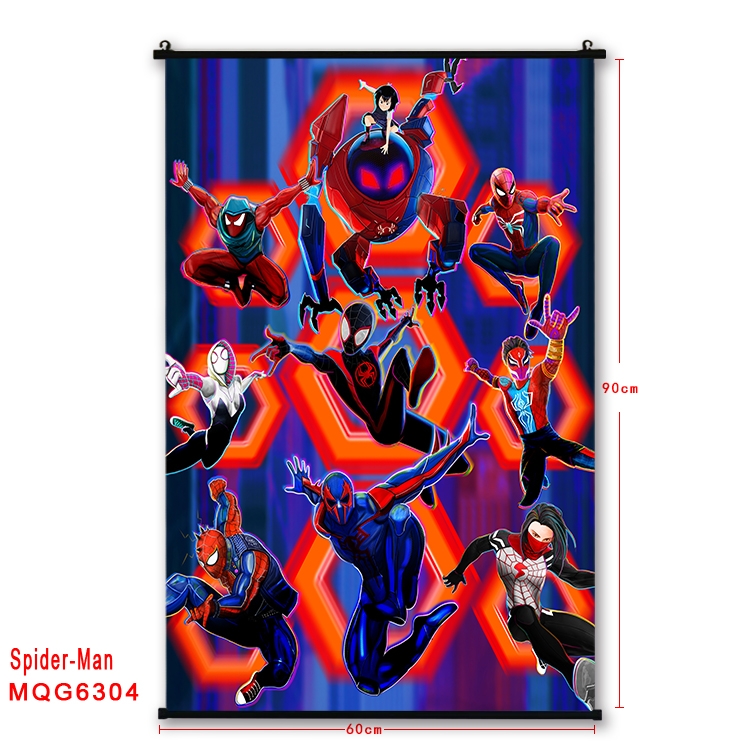 Spiderman Anime black Plastic rod Cloth painting Wall Scroll 60X90CM  MQG-6304