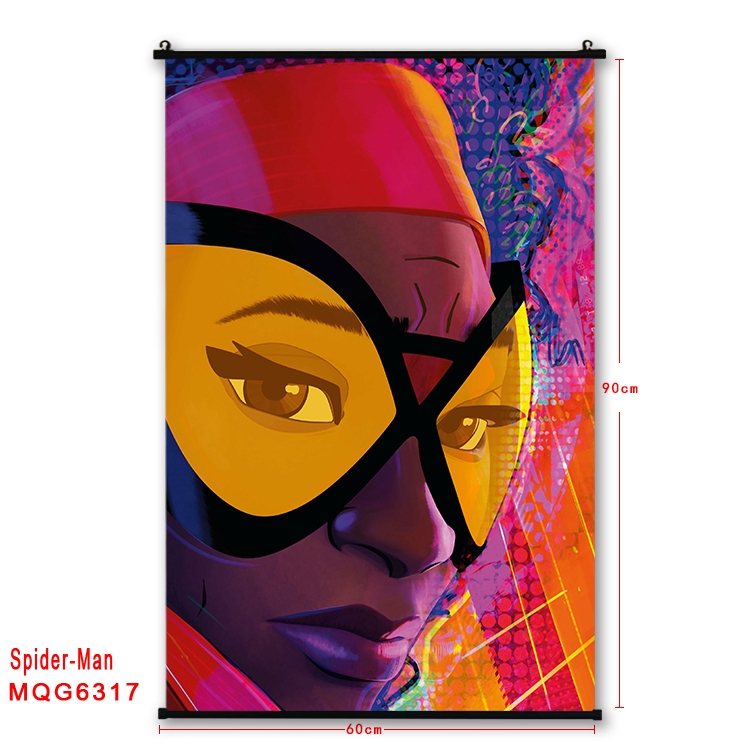 Spiderman Anime black Plastic rod Cloth painting Wall Scroll 60X90CM MQG-6317