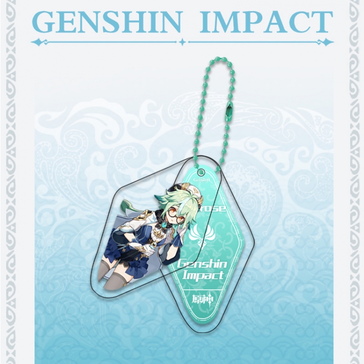 Genshin Impact Double piece transparent acrylic pendant  Key Chain OPP packaging price for 5 pcs