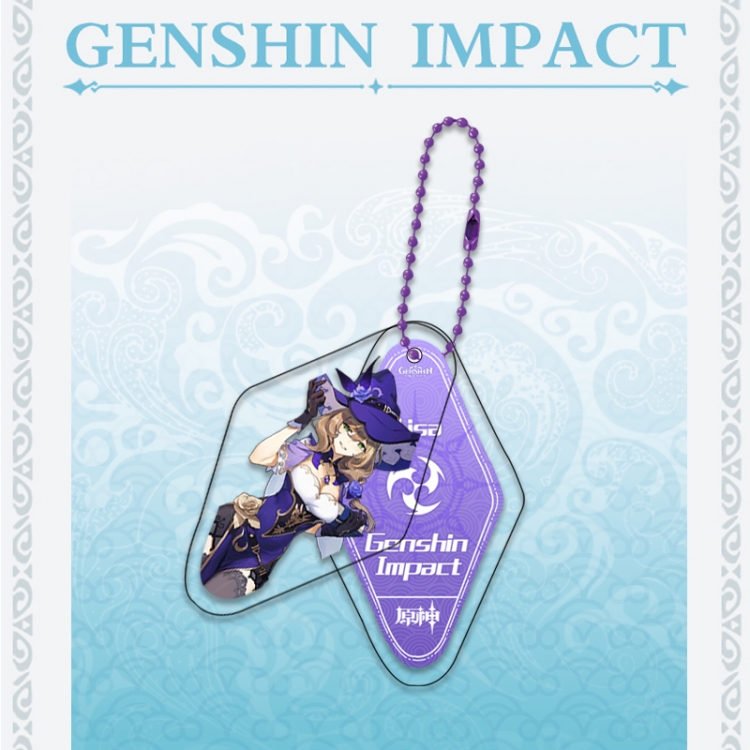Genshin Impact Double piece transparent acrylic pendant  Key Chain OPP packaging price for 5 pcs