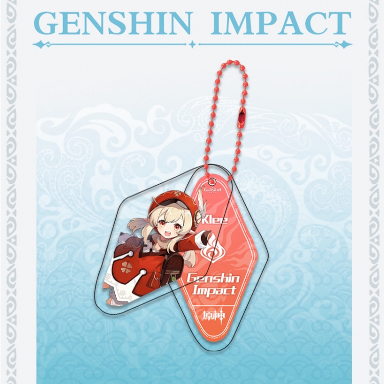 Genshin Impact Double piece transparent acrylic pendant  Key Chain OPP packaging price for 5 pcs