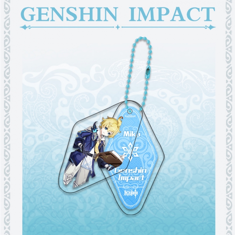 Genshin Impact Double piece transparent acrylic pendant  Key Chain OPP packaging price for 5 pcs