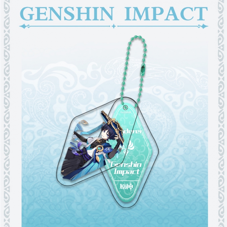 Genshin Impact Double piece transparent acrylic pendant  Key Chain OPP packaging price for 5 pcs