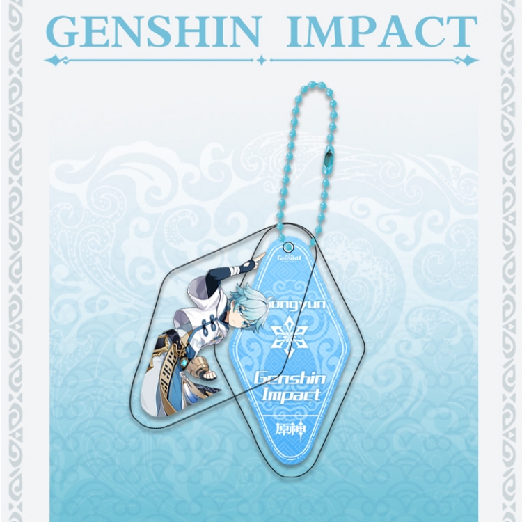 Genshin Impact Double piece transparent acrylic pendant  Key Chain OPP packaging price for 5 pcs