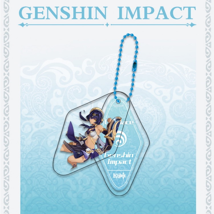 Genshin Impact Double piece transparent acrylic pendant  Key Chain OPP packaging price for 5 pcs