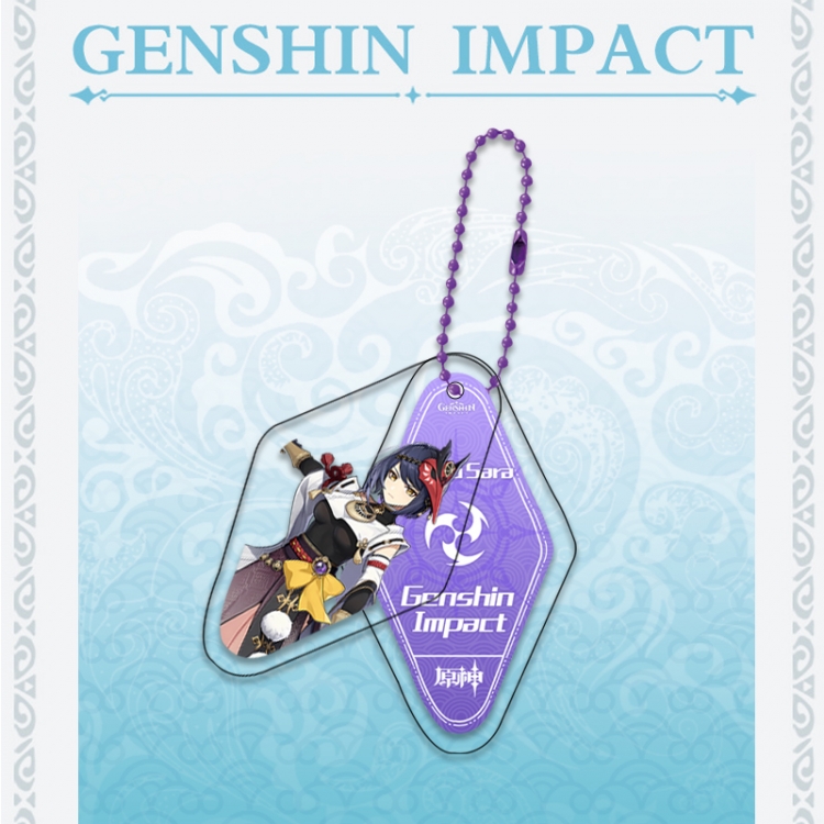 Genshin Impact Double piece transparent acrylic pendant  Key Chain OPP packaging price for 5 pcs