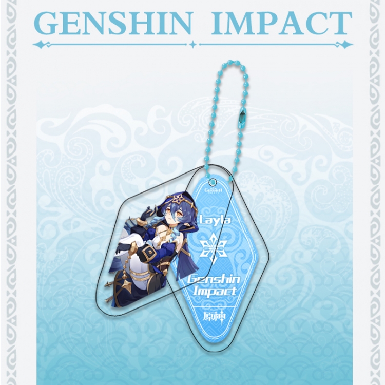 Genshin Impact Double piece transparent acrylic pendant  Key Chain OPP packaging price for 5 pcs
