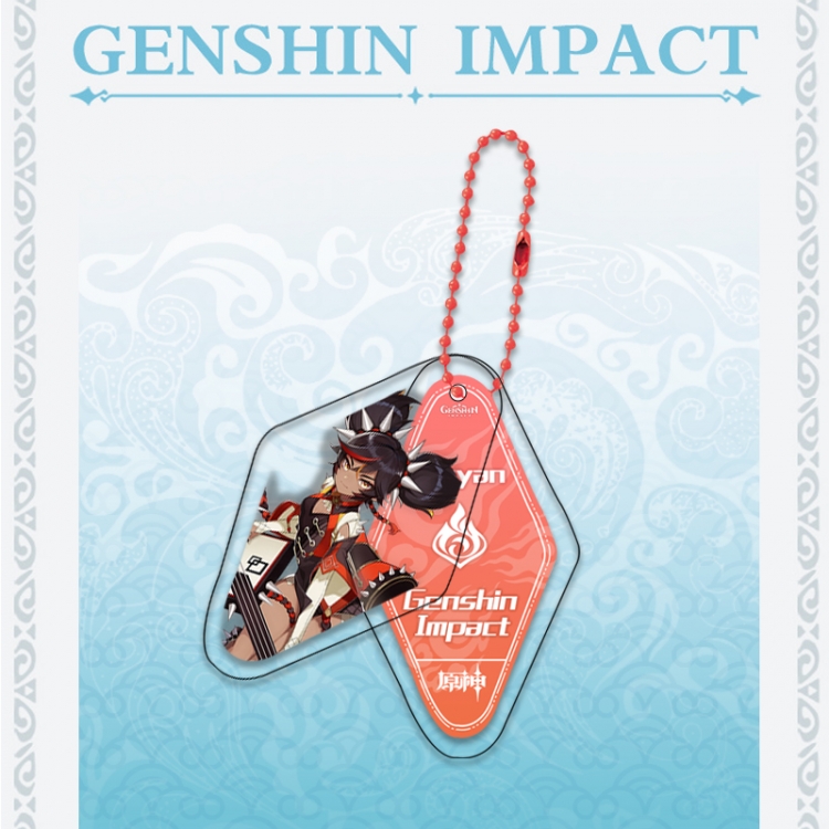Genshin Impact Double piece transparent acrylic pendant  Key Chain OPP packaging price for 5 pcs