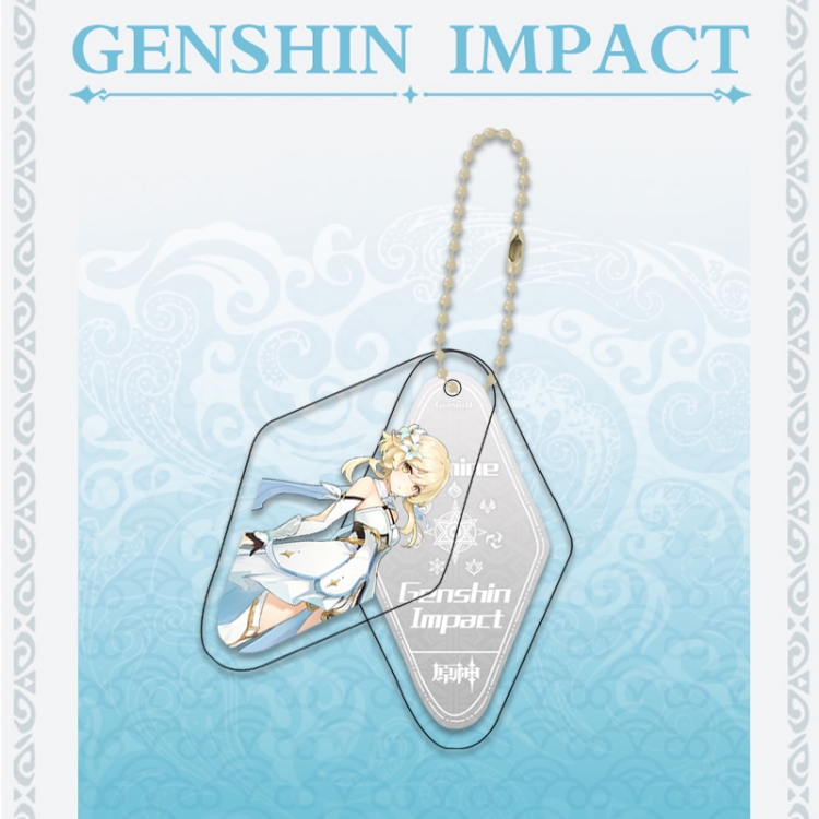 Genshin Impact Double piece transparent acrylic pendant  Key Chain OPP packaging price for 5 pcs