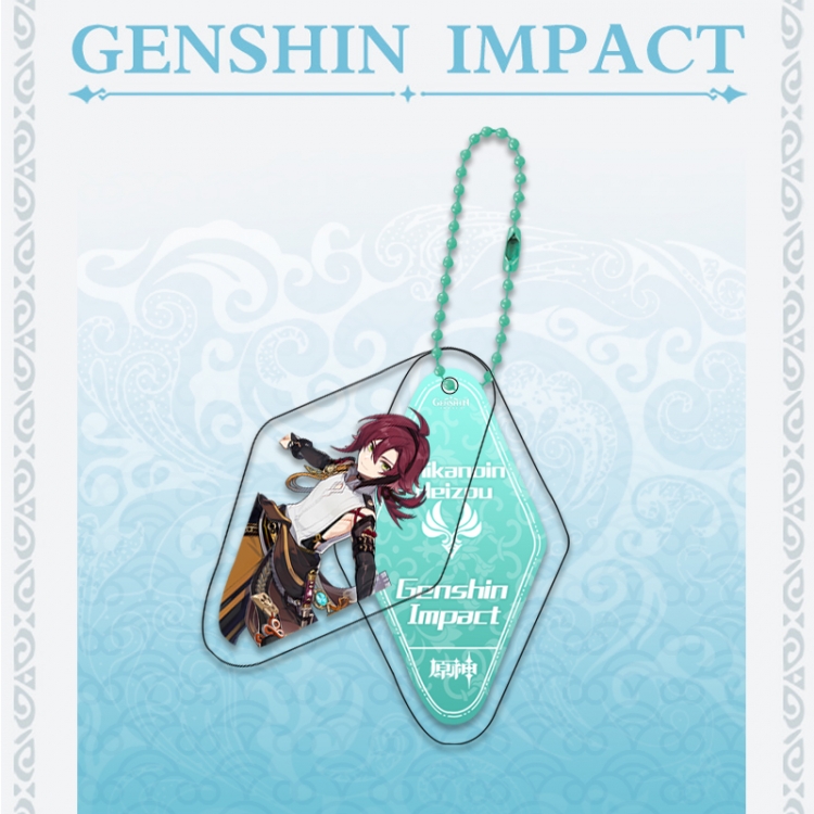 Genshin Impact Double piece transparent acrylic pendant  Key Chain OPP packaging price for 5 pcs